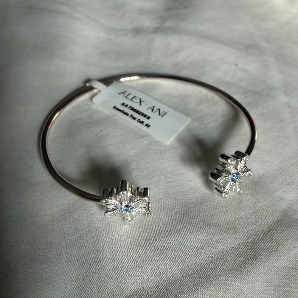 Alex and Ani Silver Snowflake Bracelet with Blue Accents
